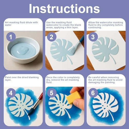 1DFAUL 60ml Masking Fluid for Art Watercolor Painting, Easy Peel-Off(Blue)