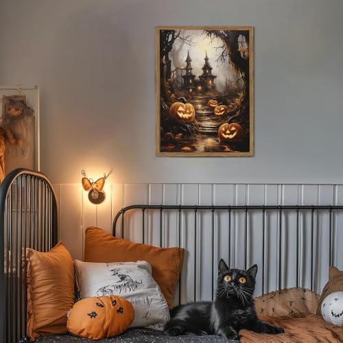 AIBOERL Paint by Numbers Kit for Adults Beginner,Halloween House, 12X16In
