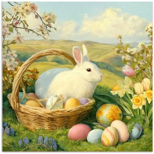 CRZMODE Easter Paint by Numbers Kit for Adults, Rabbit Paint by Numbers for Adults, Acrylic Painting Crafts for Home Decor Gift (16x16inch)