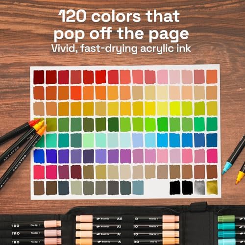 ARTISTRO Acrylic Paint Markers, Dual-Tip Paint Pens, Black 120 Pack