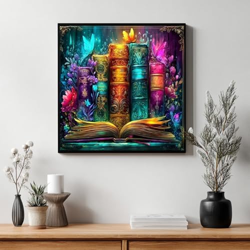 CRZMODE Magical Book Paint by Numbers Kit for Adults, Book Paint by Numbers for Adults, Acrylic Painting Crafts for Home Decor Gift (16x16inch)