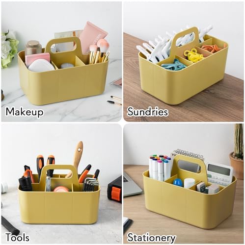 Tiawudi Multipurpose Caddy Organizer, Plastic Caddy with Handle, Stackable Desk Organizer for Stationery, Marker and Pencil, Office Supplies Organizer, Dorm Caddy