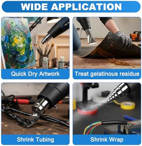 Heat Gun 1800W, Handed Hot Air Gun with 4 Nozzles for Crafting | Fast Heating 122°F-1202°F, 5.25FT Ultra-Long Cable Portable Heat Gun for Shrinking Wrapping PVC, DIY Embossing