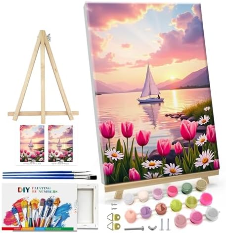 ATDMS Paint by Numbers Kit for Adults, Flowers Paint by Number with Frame