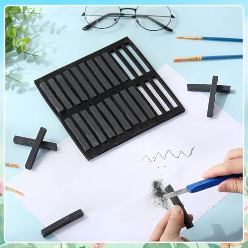 Watersay 48 Pcs Soft Chalk Pastels Set Soft Pastel for Artists Square Sketch Chalk Non-toxic Artist Pastel Sticks for Professional Artists Students and Art Lovers(Black,60×8×8mm)