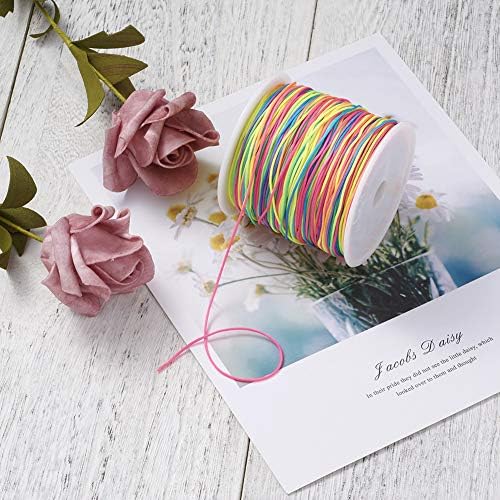 100 Yards 0.8mm Braided Nylon Crafting Thread Chinese Knotting Beading String Macrame Cord Rope for Necklace Bracelet Jewelry Craft Making, Colorful