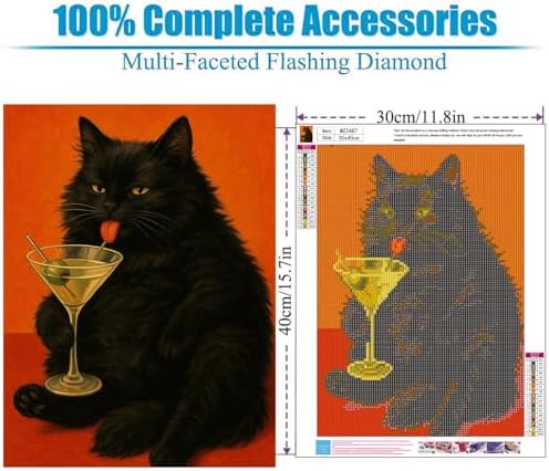 Lophomie Diamond Art Kits for Adults, 5D Cat Diamond Painting Kits 12x16 in