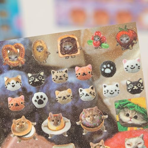 ZHIJIANHZ Cat Sticker Book with Meme Stickers 30 Pages Over 800 Die Cut Stickers with 3 Coating Types for Scrapbook Journal and Planner Sticker Album with Premium Art Paper and Cute Design