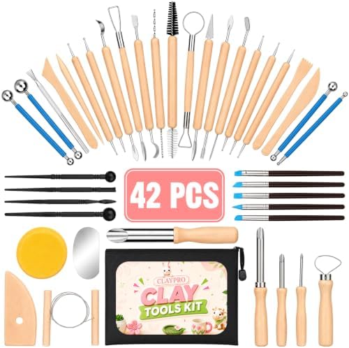 CLAYPRO 42Pcs Clay Tools Kit, Ceramic & Pottery Tools for Adults