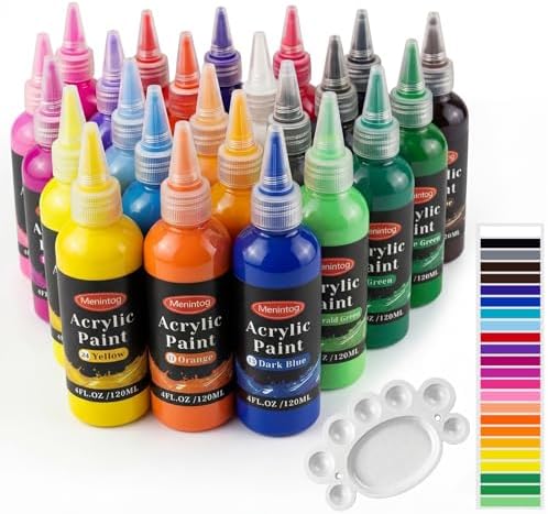 Acrylic Paint Set, 24 Colors, 4 oz/120ml Bottles