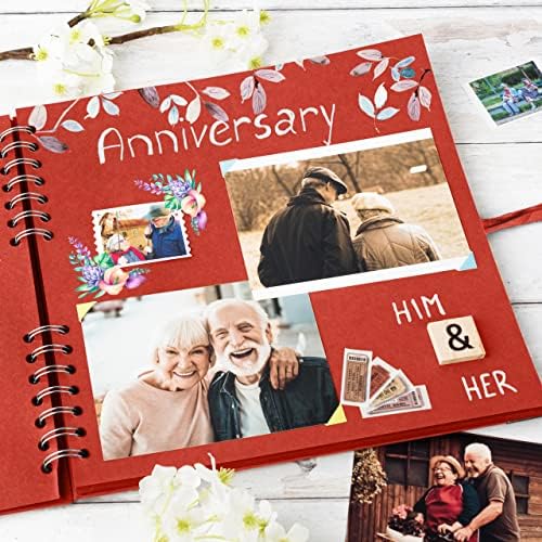 Bstorify 10 x 10 Inches Scrapbook Album 70 Pages Red | Hardcover with Thick 200 GSM Kraft Paper, Ideal for Your Scrapbooking Albums, Art & Craft Projects (Red, 10 x 10 Inch)