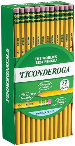 Ticonderoga Wood-Cased Pencils, #2 HB Soft, Yellow, 72 Count