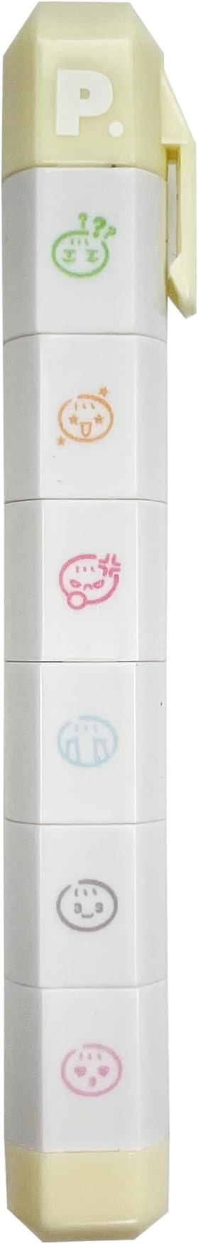 6-in-1 Retractable Pre-Inked Pen Roller Stamp with Emotion Faces – Self-Inking Mood Stamp Includes Angry, Sad Crying, Happy, Heart – Rotatable Detachable Design for Teacher, Planner, Journals