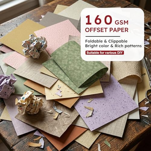 24 Sheets Retro Double Sided Scrapbook Paper, 6x6 Inch Brick Wall Textured Patterned Decorative Materials for Origami Cardstock Collage Junk Journal DIY Craft Wrapping Folded Photo Album