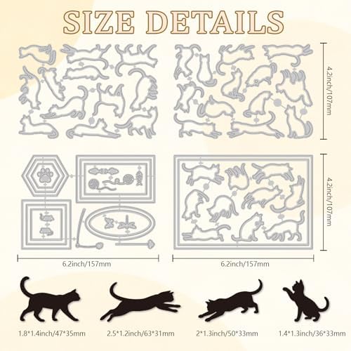 EVERJOYCRAFT 4 Pack 35 Styles Cute Cat Metal Cutting Dies Cuts for Card Making Kitten Carbon Steel Die Cuts Stencils for DIY Scrapbooking Photo Album Decoration Embossing Paper Cards Crafting Supplies
