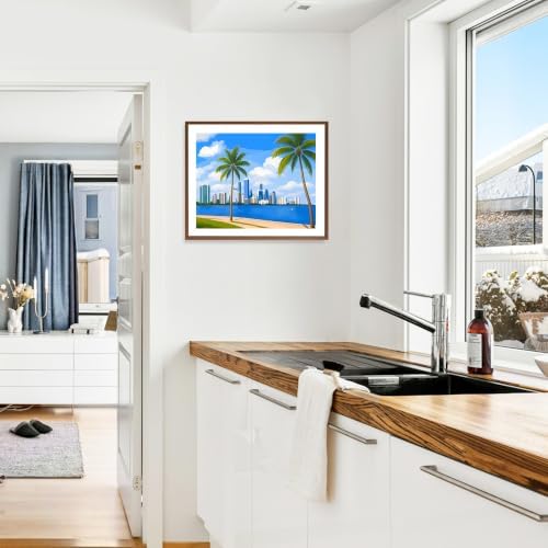 ARNLRDYA Miami Cityscape Paint by Number Kits, Downtown View Hand-Painted Art, Modern Urban Canvas Acrylic Painting Set, Florida City Paint by Numbers for Home Decor(16×20inch, Unframe)