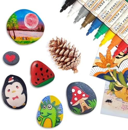 Betem 9 Count Oil Based Paint Pens, Dual Tip Permanent Fabric Paint Marker