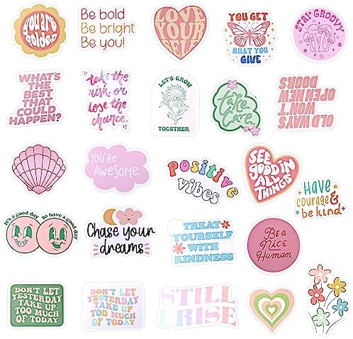 100PCS Cute Preppy Stickers Pink Motivational Vinyl Waterproof Stickers for Laptop Bumper Water Bottles Computer Phone Hard Hat Car Inspirational Decals for Adults Women Kids Teen Girls