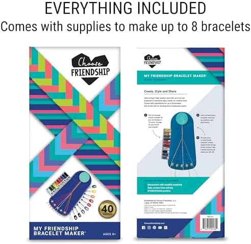 Choose Friendship Bracelet Making Kit – 20 Pre-Cut Threads, Portable Loom with Storage, Makes 8 Bracelets, Craft Gift for Kids Ages 8+, Dark Blue “Blueberry”