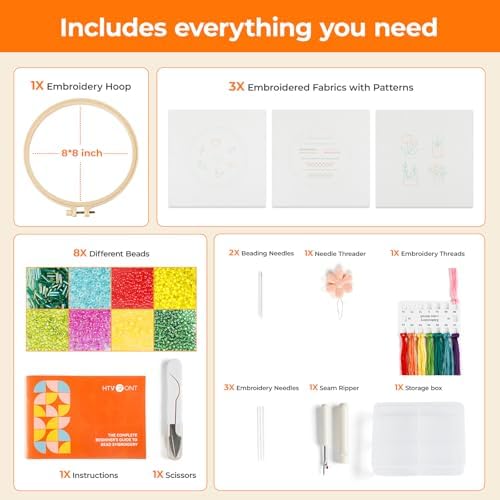 HTVRONT Sparkling Bead Embroidery Set, 3 Packs, for Senior Beginners
