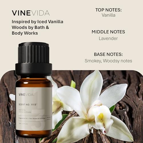 VINEVIDA [0.33oz] Iced Vanilla Woods Fragrance Oil for Candle Making and Soap Making - Premium Candle Scents for Soy Candles
