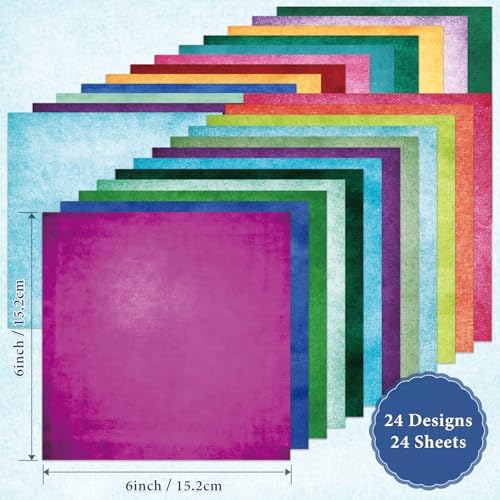 Colored Theme Scrapbooking Paper Supplies for DIY Album Colorful Scrapbook, Hand Account, Greeting Card Making Background Decorative Craft Paper 6"x 6"