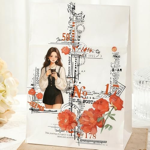 180PCS Vintage Transparent Border Landscape Scrapbooking Stickers for Journaling Retro Clear Journal Stickers for Planners Aesthetic Planner Sticker Set for Crafts Cards Calender Scrapbook Accessories