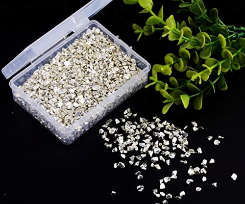 Crushed Glass Irregular Metallic Chips Sprinkles Chunky Big Glitter Silver 100g 4-6mm for Nail Arts Craft DIY Vase Filler Epoxy Resin Mold Scrapbooking Jewelry Making Decoration (Sliver, 4-6mm)