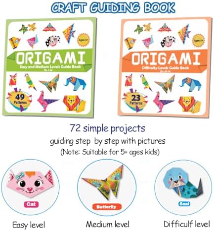 hapray Origami Kit for Kids 5-12, 152 Origami Paper Kit with Origami Book | DIY Art and Craft Projects with 72 Patterns, Video Tutorial & book, Beginners Origami Kit for Kids 5-8 8-12, Gifts Boy Girl