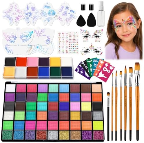 66 Color Face Painting Kit, Water Activated + Oil Face Body Paint Palette