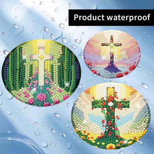 8 Pcs Diamond Art Coaster Kit for Adult with Holder, Diamond Coasters 4x4in