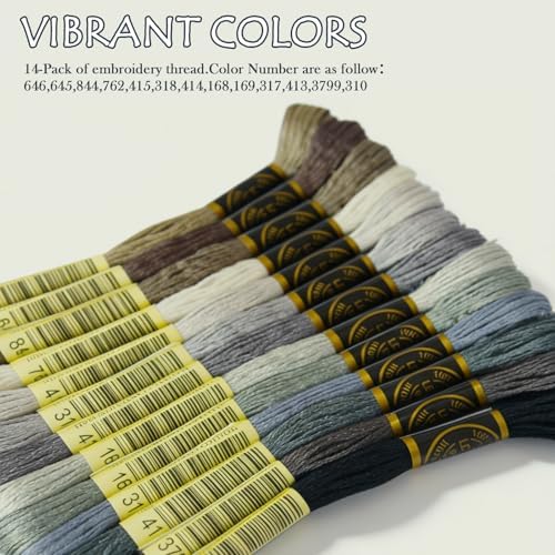 13SKEINS Embroidery Floss - Cross Stitch Threads - Friendship Bracelets Floss - Crafts Floss, Beaver Gray Gradient