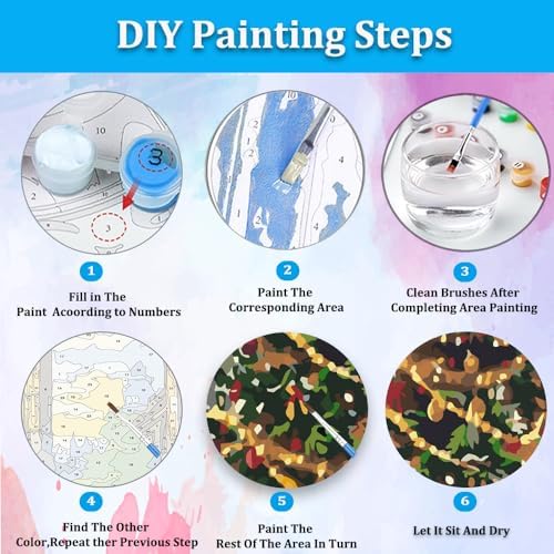Artunion Christmas Tree Paint by Numbers Kit for Adults,Tree Paint by Number Kits, DIY Oil Painting Paint by Number Kits on Canvas Arts Craft for Home Wall Decor 16x20 Inch