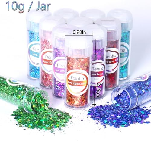 Renfio Holographic Chunky Glitter,16 Colors Glitter Set Each 10g/0.35oz