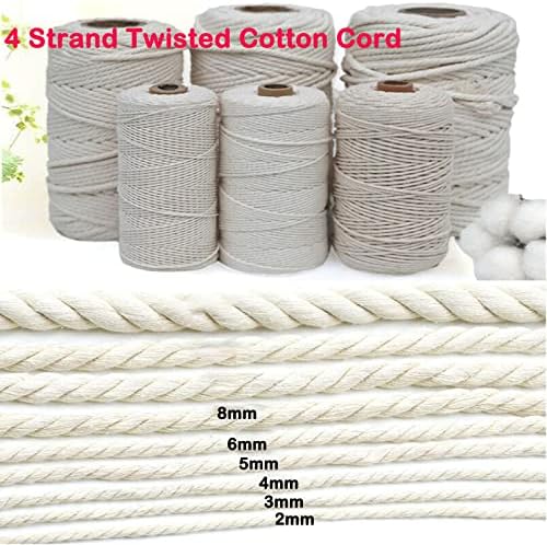 Macrame Cotton Cord 6mm x 109Yards, Moon Blue Natural Macrame Rope, Perfect Macrame Supplies Cotton Cord for Macrame Plant Hangers DIY Crafts (Natural Color, 6mm*109Yards)