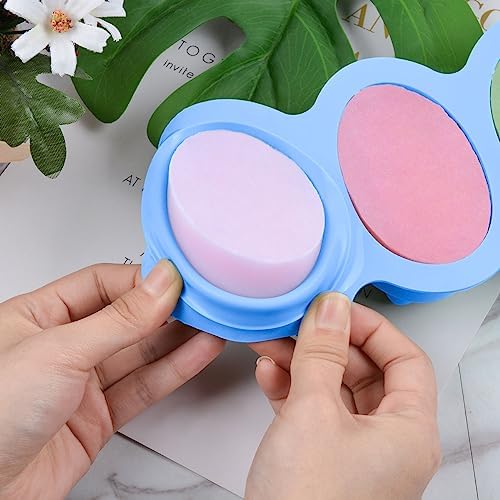 Silicone Soap Mold, 4 Cavity Oval Massage Soap Mould Cookie Chocolate Cake Mold Tray for DIY Homemade Craft (Blue)