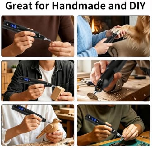 Cordless Rotary Tool Kit - 9-Speed Adjustable with USB Charging | Multi-Purpose Engraving Pen for Sanding, Polishing, Drilling & DIY Crafts | Includes 3D Printing Accessories (Black)