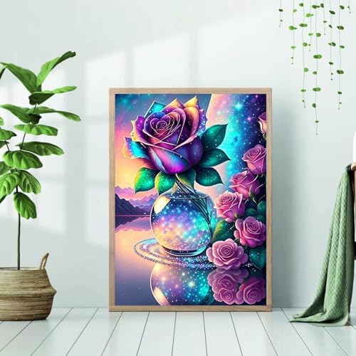 Diamond Art Kits for Adults,Rose Diamond Painting Kits for Adult 12 x 16in