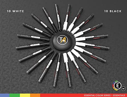 TOOLI-ART Black And White Acrylic Paint Markers Paint Pens Set For Rock Painting, Canvas, Mugs, Metal, Glass Paint, Fabric, Wood, DIY. Non Toxic, Quick Dry,Waterbas (MEDIUM)
