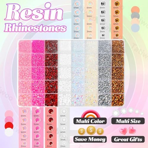 30000Pcs Rhinestones Bedazzling Kit, Resin Rhinestones Gems