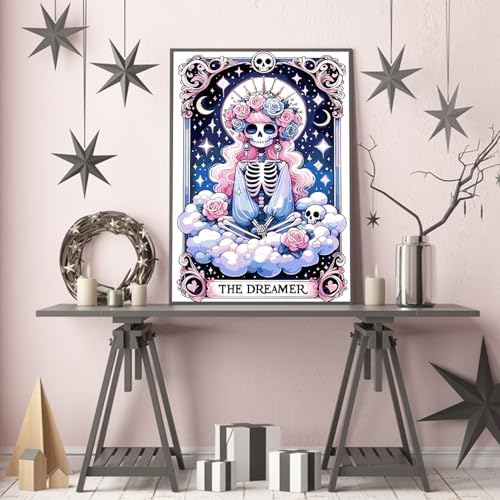 GOUOYANA Paint By Numbers Kit for Adults-Skull THE Dreamer Funny Canvas | Adult Paint by Number Kits on Canvas for Painting DIY Skull THE DREAMER Painting Art by Numbers for Home Wall Art Gift12X16in