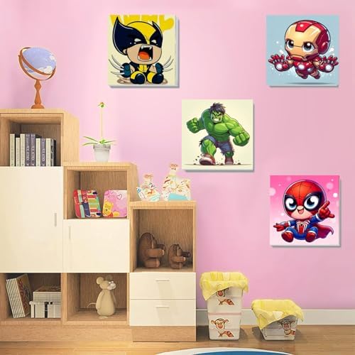 CraftyTime 6 Pack Framed Paint by Numbers Kit for Kids- Cartoon Painting Kits for Kids Ages 4-8-12, Cartoon Easy Paint by Numbers with Frame 8x8 Inch