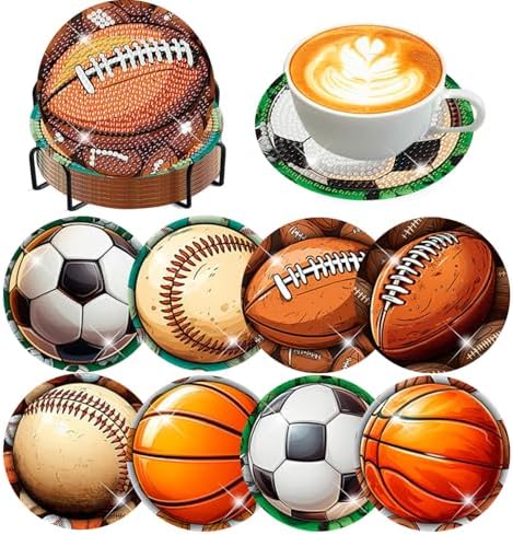 8 Pcs Diamond Art Coaster Kit for Adult with Holder, Diamond Coasters 4x4in