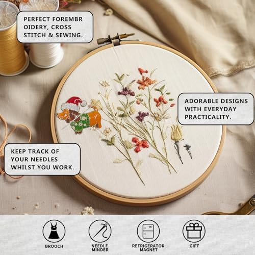 Magnetic Needle Minder Magnet Embroidery Accessories and Supplies Embroidery Needle Holder Cross Stitch Holder Needlework Supplies (Dachshund)