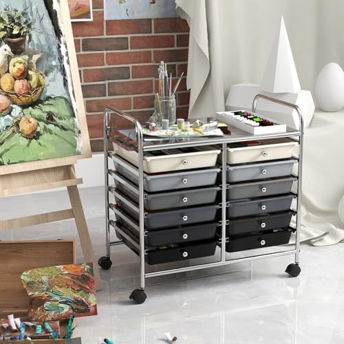 COSTWAY 12-Drawer Rolling Storage Cart, Utility Storage Organizer Cart