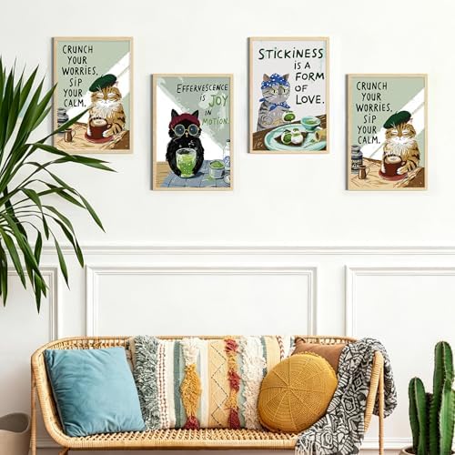 4 Pack Framed Paint by Numbers Kit for Adults Beginner with Wooden Easel, Funny Cat Easy Paint by Numbers with Frame, DIY Cute Animal Number Painting for Adults Canvas for Home Decor Gift 8x12 Inch