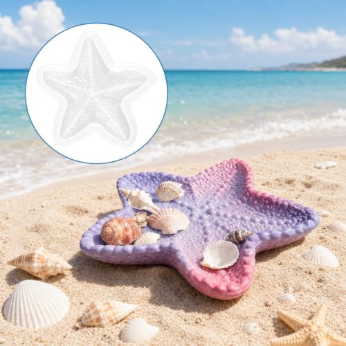 2 Pcs Starfish Resin Mold 3D Starfish Silicone Epoxy Resin Tray Mold for DIY