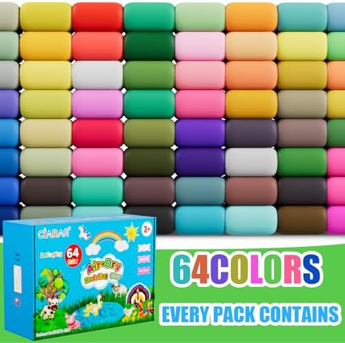 Air Dry Clay Kit for Kids – 64 Colors 15g Each, Non-Toxic Modeling Clay Set