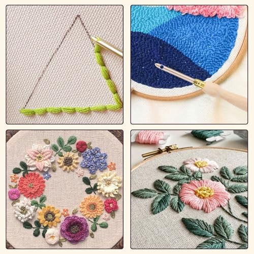 AUGSUN 13 Pcs Punch Needle Kit Embroidery Tool Set for Beginners Adults