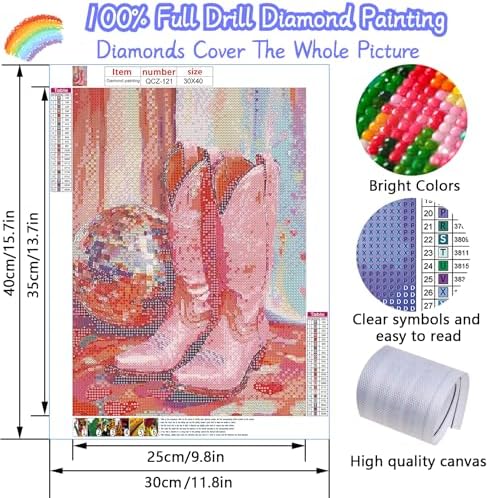 GUMITOON Pink Boots Diamond Painting Kits for Adults, 5D Diamond Art Painting by Numbers Kits, DIY Diamond Dots Art Kits, Full Round Drill Diamond Art Kits for Adults for Home Wall Decor [12x16 inch]